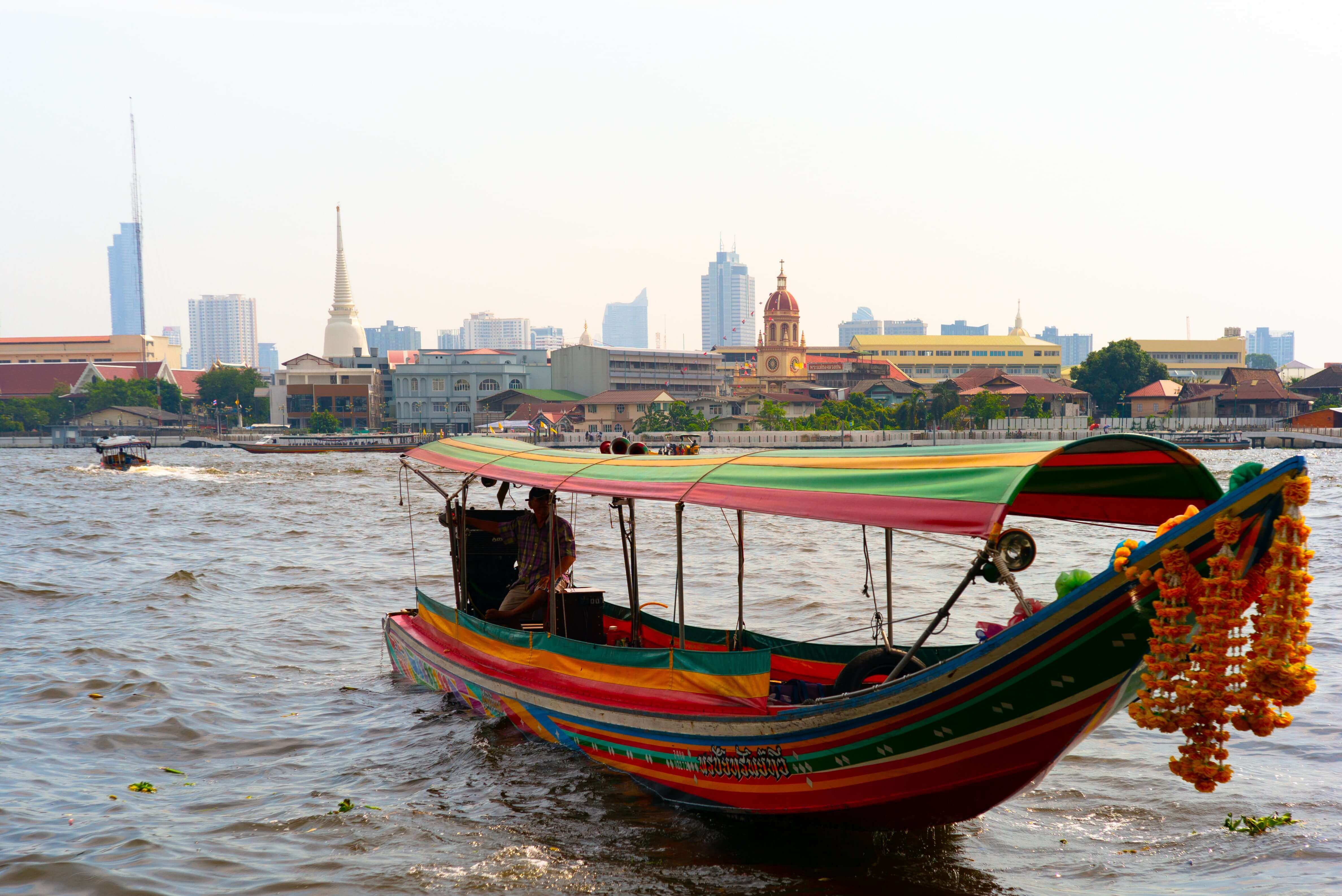 ferry crossing chao phraya river.Bangkok, Thailand.